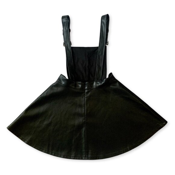 Akira Faux Leather Black Overalls Dress Whimsigoth Fairy Vampire Goth Vampire - Picture 7 of 15